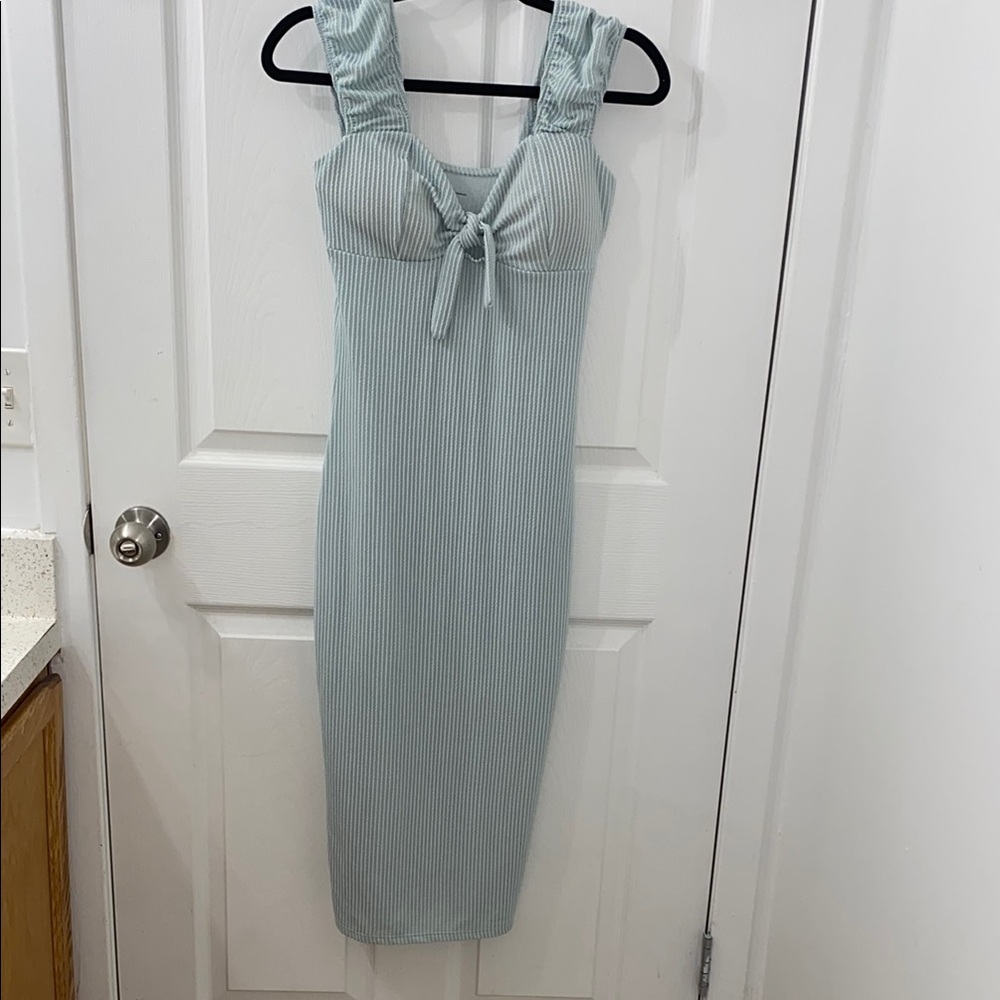 No Boundaries Light Blue Ribbed Midi Dress